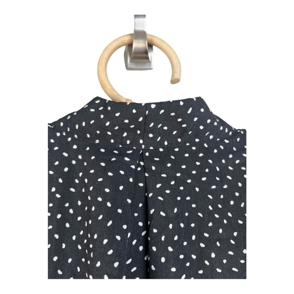 Boxy Black White Polka Dot Blouse Stand Up Collar by Lush Womens Small NWOT - Picture 14 of 15